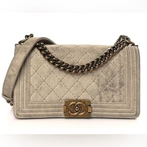 Chanel distressed suede boy bag medium